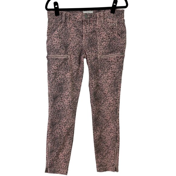 Joie Women's Moto Cargo Skinny Animal Print Blush Pink Pants Size 30 - Picture 2 of 12